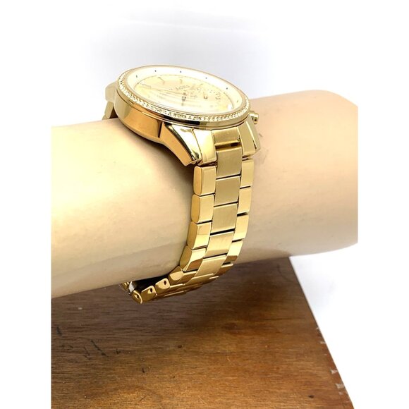 Michael Kors Women's Watch MK6356 Ritz Gemmed Quartz 37mm Gold Stainless Steel - Picture 12 of 14
